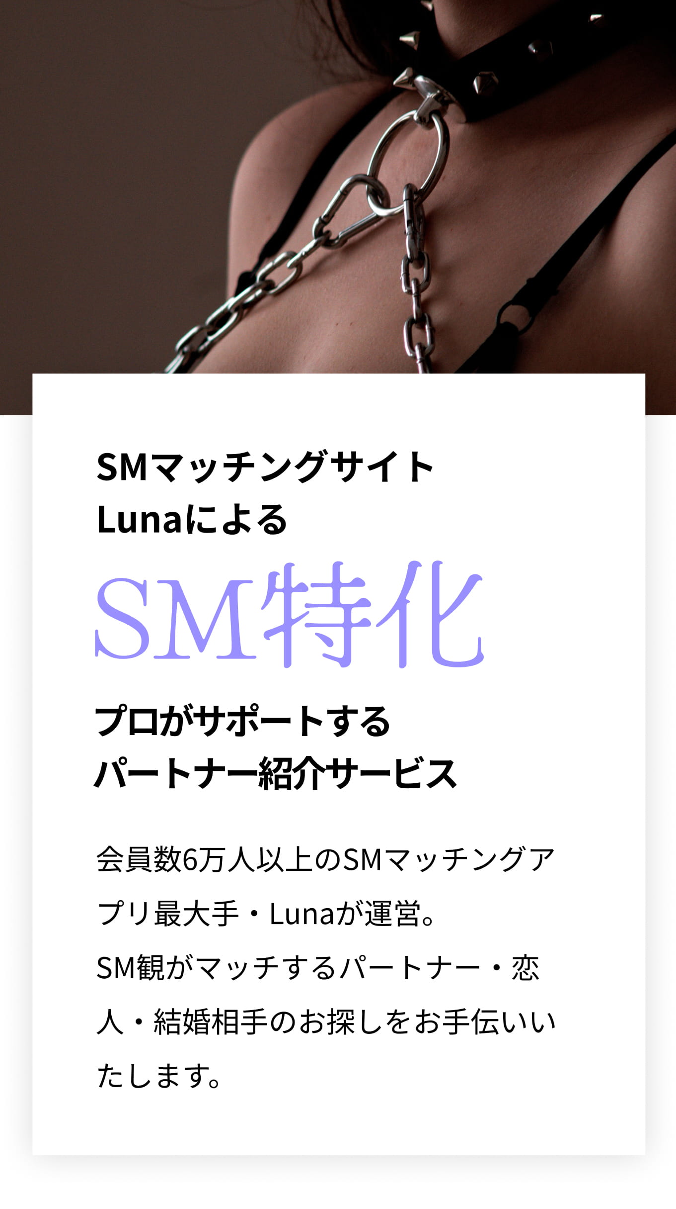 SMマッチングサイトLunaによるSM特化 プロがサポートするパートナー紹介サービス